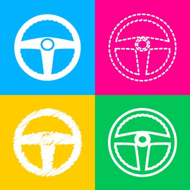 Araba sürücüsü işareti. Dört renk kareler simgesine dört stilleri.