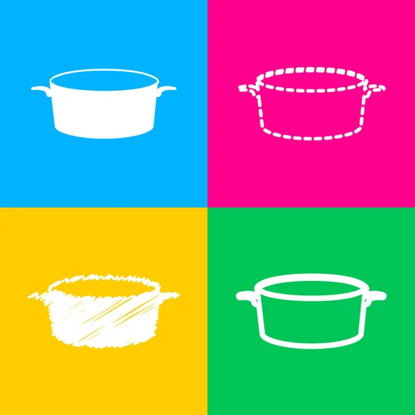 Panneau. Quatre styles d'icône sur quatre carrés de couleur . — Image vectorielle