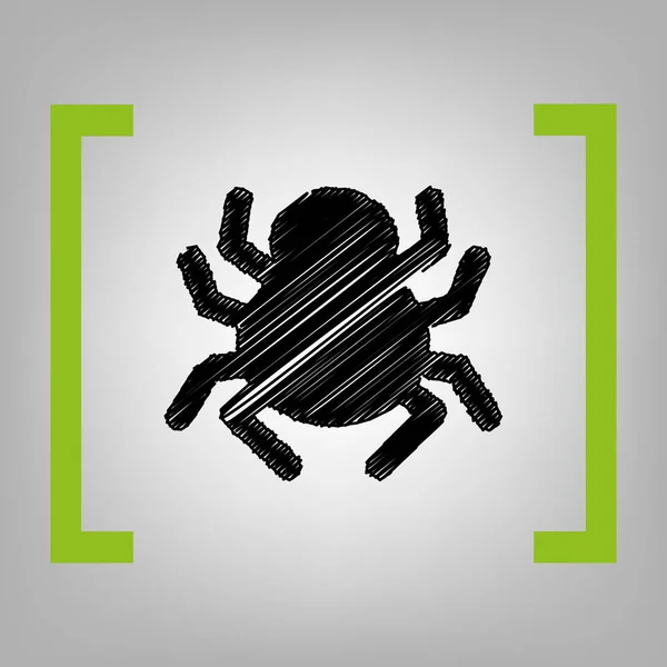 Ілюстрація знака павука. Вектор. Чорна іконка писаря на кронштейнах цитрона на сірому фоні . — стоковий вектор