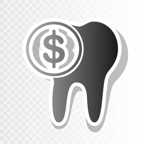 El costo del signo de tratamiento dental. Vector. Año nuevo icono negruzco sobre fondo transparente con transición . — Vector de stock