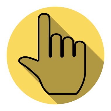 El işareti illüstrasyon. Vektör. Düz siyah simgesi beyaz arka plan ile Kraliyet sarı daire üzerinde düz gölge ile. İzole.