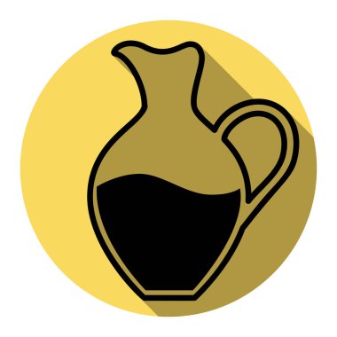 Amfora işareti. Vektör. Düz siyah simgesi beyaz arka plan ile Kraliyet sarı daire üzerinde düz gölge ile. İzole.