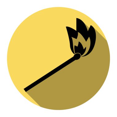 Maç işareti illüstrasyon. Vektör. Düz siyah simgesi beyaz arka plan ile Kraliyet sarı daire üzerinde düz gölge ile. İzole.