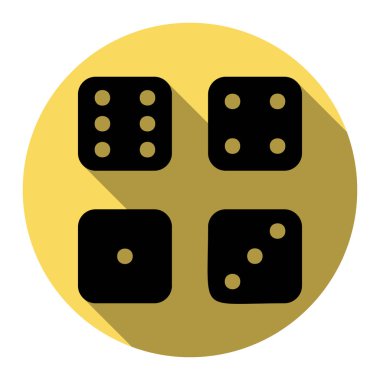 Şeytanlar kemikler, dişler imzala. Vektör. Düz siyah simgesi beyaz arka plan ile Kraliyet sarı daire üzerinde düz gölge ile. İzole.