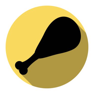 Tavuk bacağı işareti. Vektör. Düz siyah simgesi beyaz arka plan ile Kraliyet sarı daire üzerinde düz gölge ile. İzole.