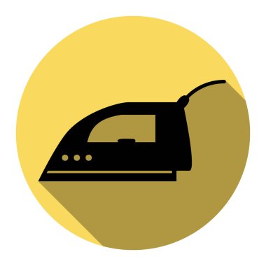 Demir işareti yumuşatma. Vektör. Düz siyah simgesi beyaz arka plan ile Kraliyet sarı daire üzerinde düz gölge ile. İzole.