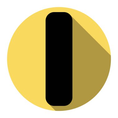 Ben işaret şablon öğesi tasarım mektup. Vektör. Düz siyah simgesi beyaz arka plan ile Kraliyet sarı daire üzerinde düz gölge ile. İzole.