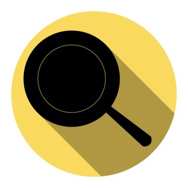 İşareti pan. Vektör. Düz siyah simgesi beyaz arka plan ile Kraliyet sarı daire üzerinde düz gölge ile. İzole.