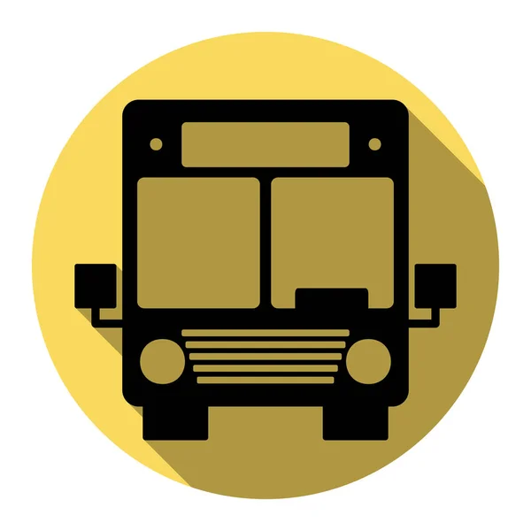 Bus teken illustratie. Vector. Platte zwarte pictogram met platte schaduw op Koninklijke gele cirkel met een witte achtergrond. Geïsoleerd. — Stockvector