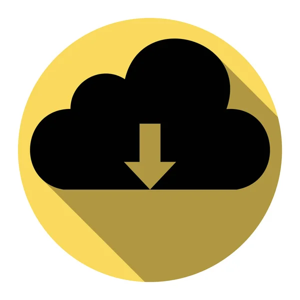 Cloud technologie teken. Vector. Platte zwarte pictogram met platte schaduw op Koninklijke gele cirkel met een witte achtergrond. Geïsoleerd. — Stockvector