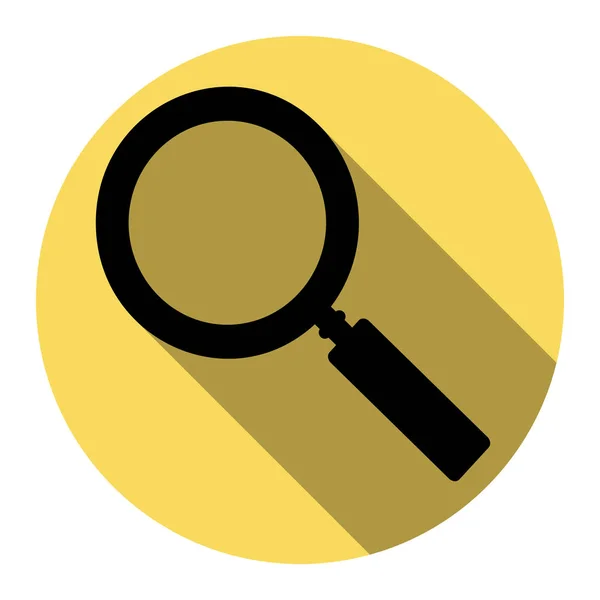 Illustration du signe Zoom. Vecteur. Icône noire plate avec ombre plate sur cercle jaune royal avec fond blanc. Isolé . — Image vectorielle