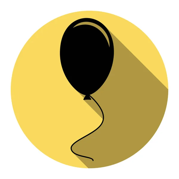 Иллюстрация воздушного шара. Вектор. Плоская черная икона с плоской тенью на королевском желтом круге с белым фоном. Isolated . — стоковый вектор