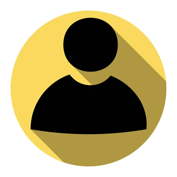 Uživatelské přihlašovací obrázek. Vektor. Plochá černá ikona s Plochý stín na královský žlutý kruh s bílým pozadím. Izolovaný. — Stockový vektor