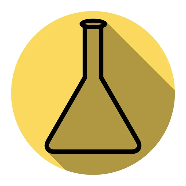 Conische kolf teken. Vector. Platte zwarte pictogram met platte schaduw op Koninklijke gele cirkel met een witte achtergrond. Geïsoleerd. — Stockvector