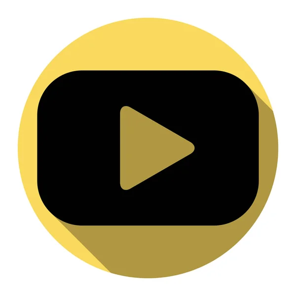 Joue au panneau. Vecteur. Icône noire plate avec ombre plate sur cercle jaune royal avec fond blanc. Isolé . — Image vectorielle