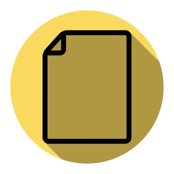 Вертикальная иллюстрация знака документа. Вектор. Плоская черная икона с плоской тенью на королевском желтом круге с белым фоном. Isolated . — стоковый вектор