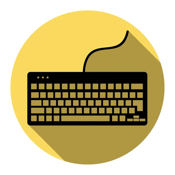 Clavier simple signe. Vecteur. Icône noire plate avec ombre plate sur cercle jaune royal avec fond blanc. Isolé . — Image vectorielle