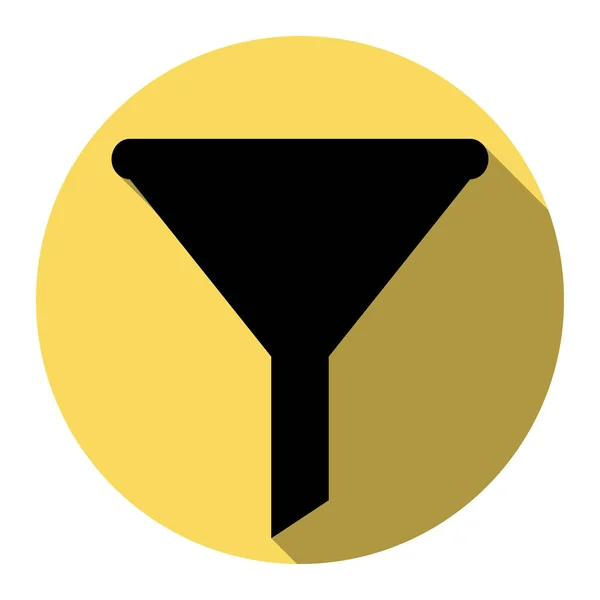 Filtri il segno semplice. Vettore. Icona nera piatta con ombra piatta su cerchio giallo reale con sfondo bianco. Isolato . — Vettoriale Stock