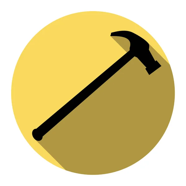 Såg enkel ikon. Vektor. Platt svart ikon med platt skugga på royal gul cirkel med vit bakgrund. Isolerade. — Stock vektor