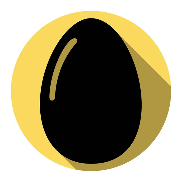 Chiken tojás jele. Vektor. Lapos fekete ikon lapos árnyéka a királyi sárga kör-val fehér háttér. Elszigetelt. — Stock Vector