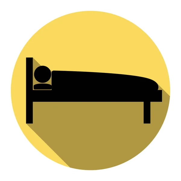 Illustrazione del segno dell'ospedale. Vettore. Icona nera piatta con ombra piatta su cerchio giallo reale con sfondo bianco. Isolato . — Vettoriale Stock
