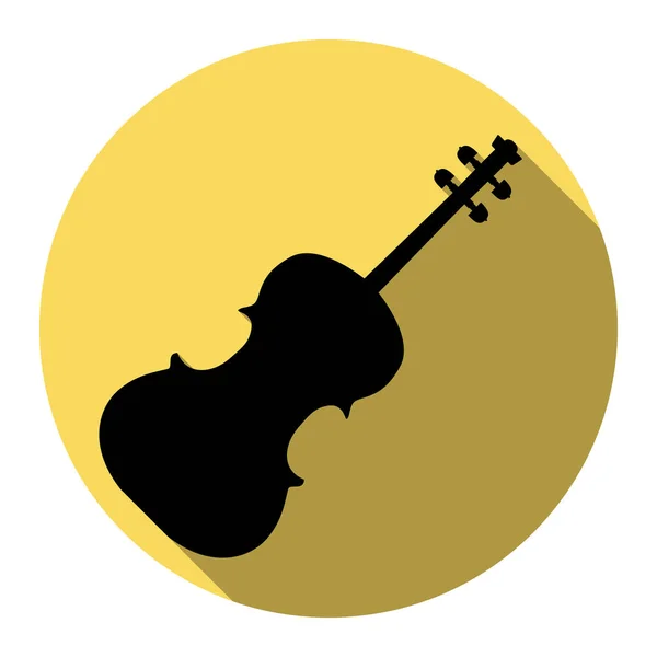 Ilustração de signo violino. Vector. Ícone preto plano com sombra plana no círculo amarelo real com fundo branco. Isolados . —  Vetores de Stock