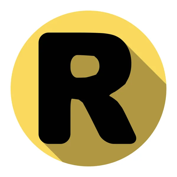 Element szablonu Projekt znak litera R. Wektor. Flat czarny ikona z płaskim cień na royal żółte kółko z białym tłem. Na białym tle. — Wektor stockowy