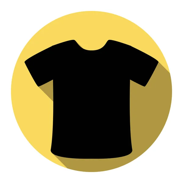 T-shirt teken. Vector. Platte zwarte pictogram met platte schaduw op Koninklijke gele cirkel met een witte achtergrond. Geïsoleerd. — Stockvector