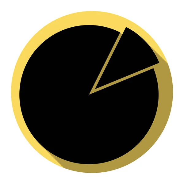 Finansiera graf tecken. Vektor. Platt svart ikon med platt skugga på royal gul cirkel med vit bakgrund. Isolerade. — Stock vektor