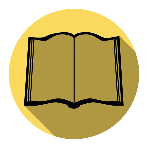 Une pancarte. Vecteur. Icône noire plate avec ombre plate sur cercle jaune royal avec fond blanc. Isolé . — Image vectorielle