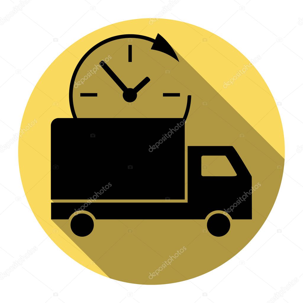 Signo de entrega ilustración. Vector. Icono plano negro con sombra