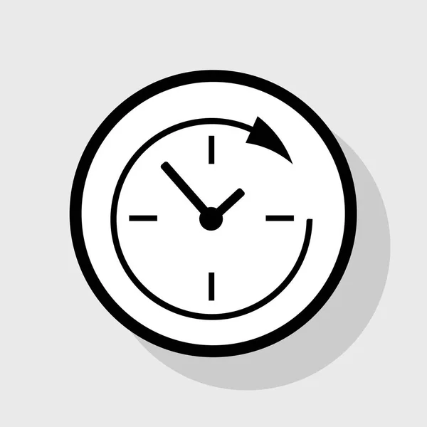 Servizio e supporto per i clienti 24 ore su 24. Vettore. Icona nera piatta in cerchio bianco con ombra su sfondo grigio . — Vettoriale Stock