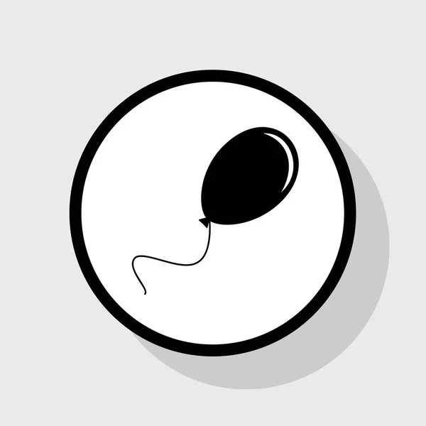 Повітряний знак ілюстрація. Вектор. Плоска чорна ікона в білому колі з тіні на сірому фоні . — стоковий вектор