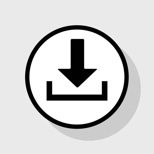 Télécharger illustration de signe. Vecteur. Icône noire plate en cercle blanc avec ombre sur fond gris . — Image vectorielle