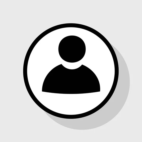 Illustration du signe utilisateur. Vecteur. Icône noire plate en cercle blanc avec ombre sur fond gris . — Image vectorielle