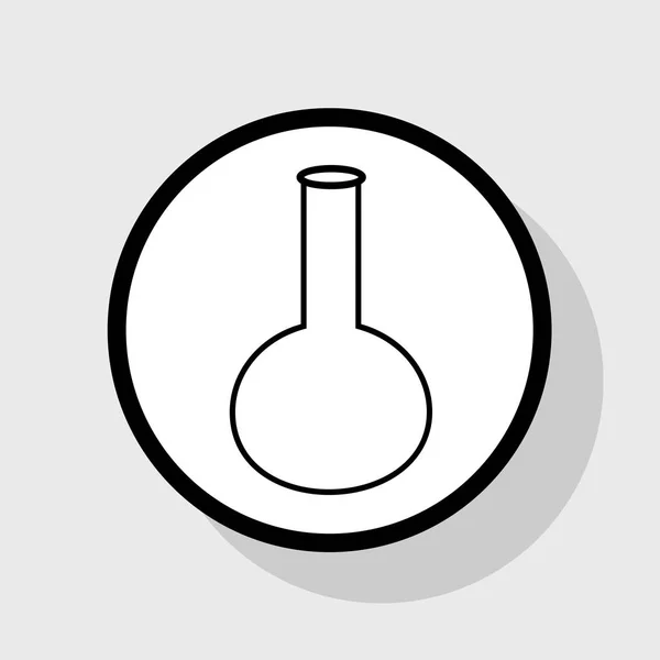 Tubo. Signo de cristal del laboratorio. Vector. Icono plano negro en círculo blanco con sombra en fondo gris . — Archivo Imágenes Vectoriales