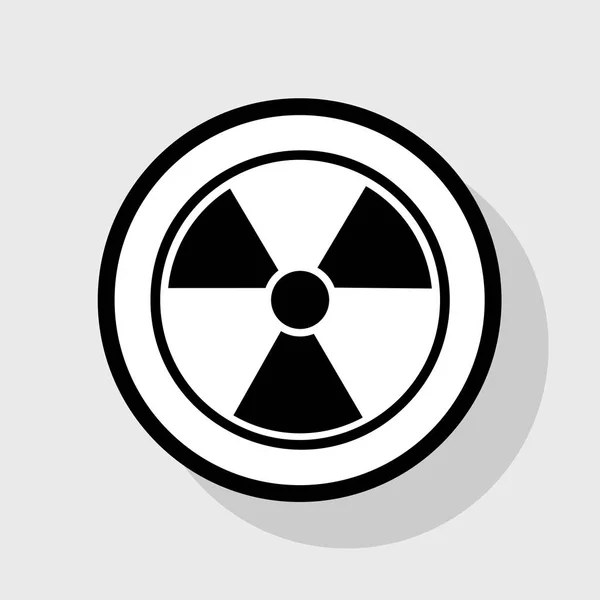 Radiation Round sign. Vector. Flat black icon in white circle with shadow at gray background. — Stock Vector