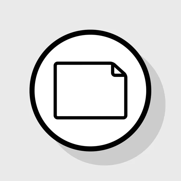Illustrazione orizzontale del segno del documento. Vettore. Icona nera piatta in cerchio bianco con ombra su sfondo grigio . — Vettoriale Stock