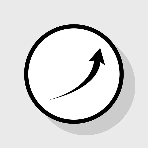 Pfeilzeichen. Vektor. flaches schwarzes Symbol in weißem Kreis mit Schatten auf grauem Hintergrund. — Stockvektor