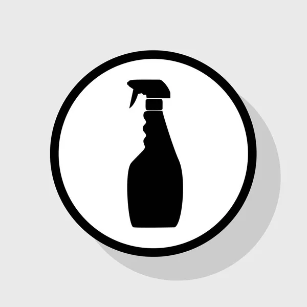 Plastikflasche zum Reinigen. Vektor. flaches schwarzes Symbol in weißem Kreis mit Schatten auf grauem Hintergrund. — Stockvektor