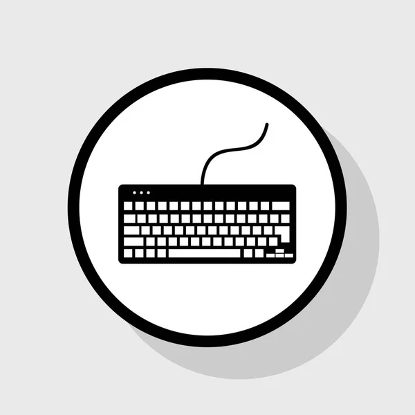 Clavier simple signe. Vecteur. Icône noire plate en cercle blanc avec ombre sur fond gris . — Image vectorielle