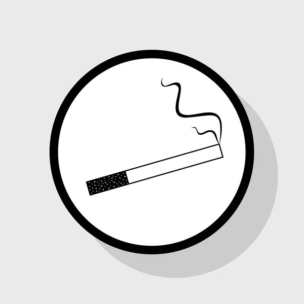 Icono de humo ideal para cualquier uso. Vector. Icono plano negro en círculo blanco con sombra en fondo gris . — Vector de stock