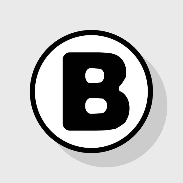 Letra B elemento plantilla de diseño de signo. Vector. Icono plano negro en círculo blanco con sombra en fondo gris . — Vector de stock