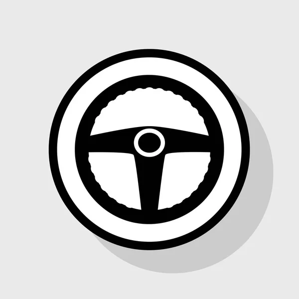 Auto bestuurder teken. Vector. Platte zwarte pictogram in de witte cirkel met schaduw op grijze achtergrond. — Stockvector
