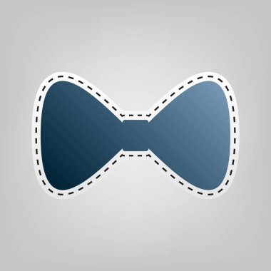 Papyon simgesi. Vektör. Gri arka plan, kesmek için anahat ile mavi kutsal kişilerin resmi.