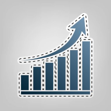 Grafik işareti büyüyen. Vektör. Gri arka plan, kesmek için anahat ile mavi kutsal kişilerin resmi.