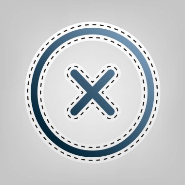 İşareti illüstrasyon çapraz. Vektör. Gri arka plan, kesmek için anahat ile mavi kutsal kişilerin resmi.