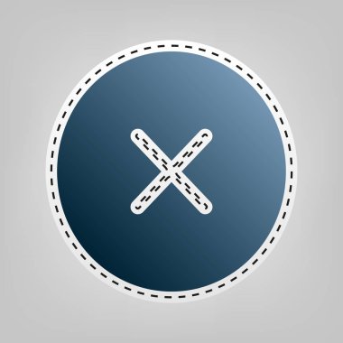 İşareti illüstrasyon çapraz. Vektör. Gri arka plan, kesmek için anahat ile mavi kutsal kişilerin resmi.