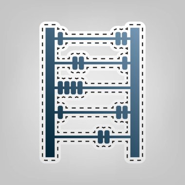 Retro abacus işareti. Vektör. Gri arka plan, kesmek için anahat ile mavi kutsal kişilerin resmi.