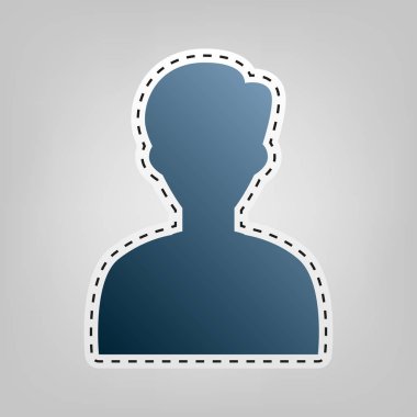 Kullanıcı avatar illüstrasyon. Anonim oturum. Vektör. Gri arka plan, kesmek için anahat ile mavi kutsal kişilerin resmi.
